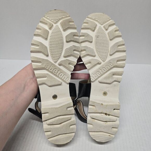 Ron White Catey Nappa Adjustable Black Leather Lug Sole Comfy Sandals 9.5 - Picture 5 of 8